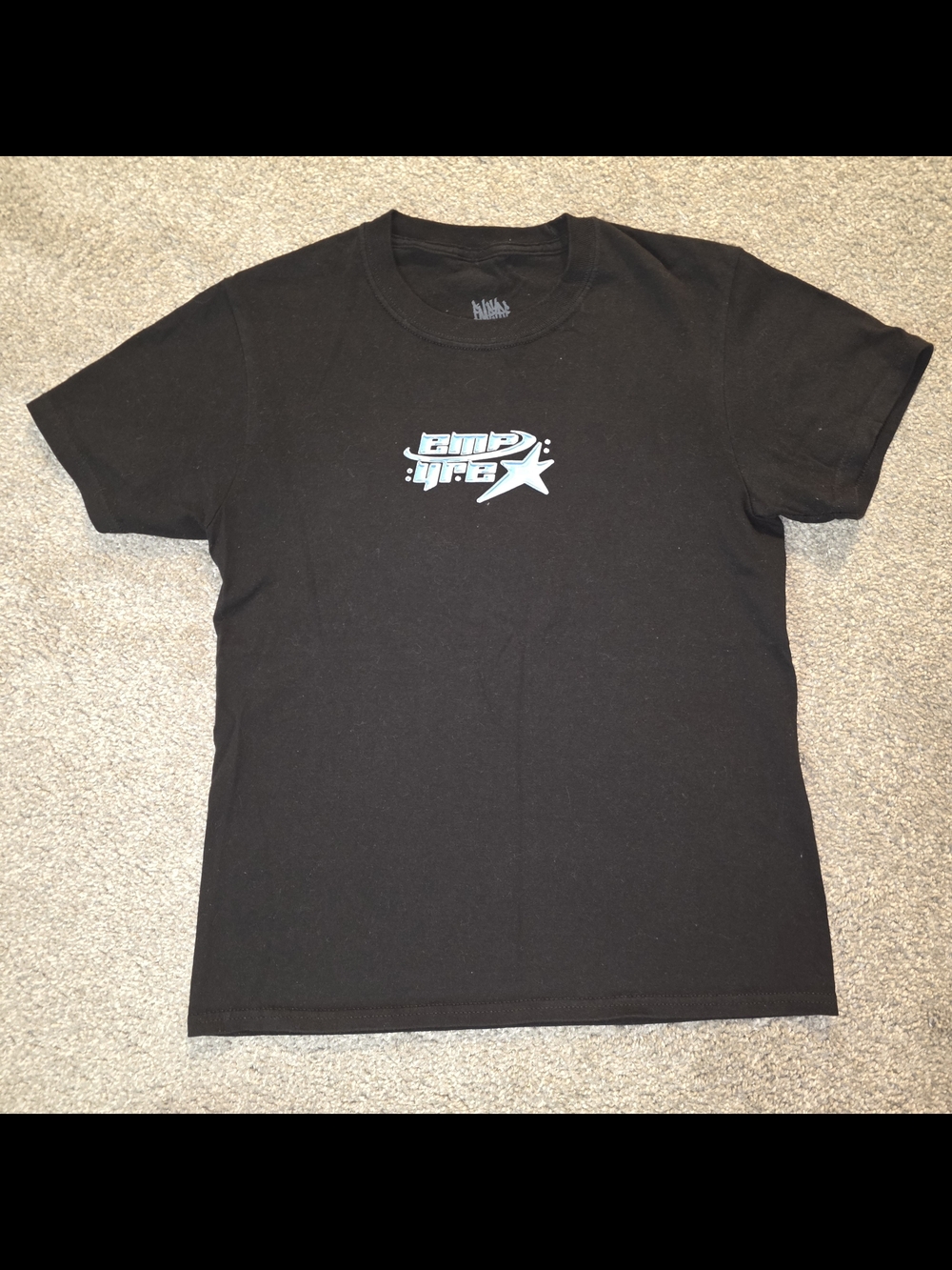 Black Graphic Crewneck T-Shirt with Small Chest Logo